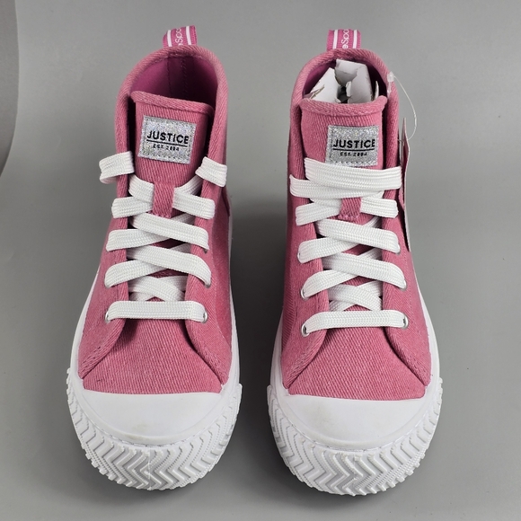 Justice Sport Pink High Top Sneakers Size 4 - Picture 3 of 7